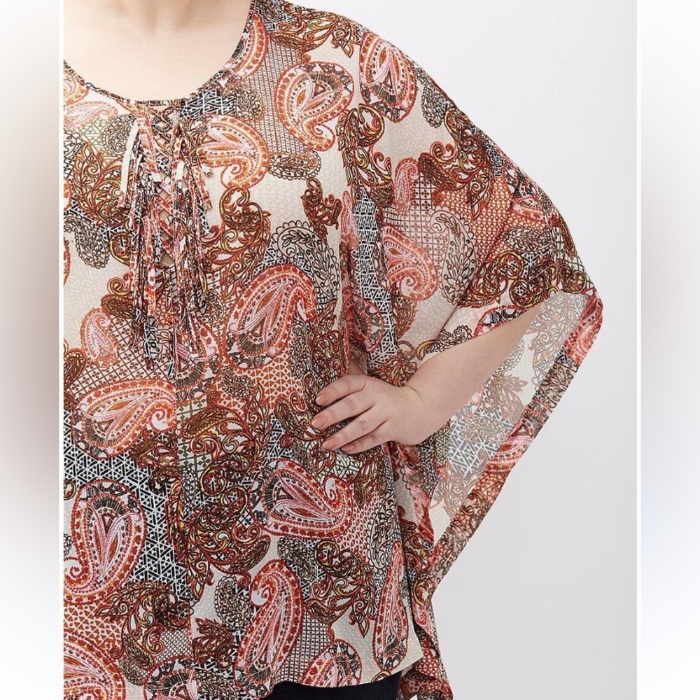 Lane Bryant Paisley Boho Coastal Lightweight Blouse Size 22/24 - Picture 2 of 10